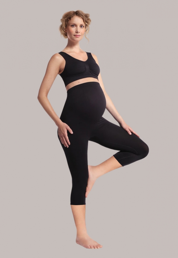 Leggins 3/4 de suporte para gravidez (preto)