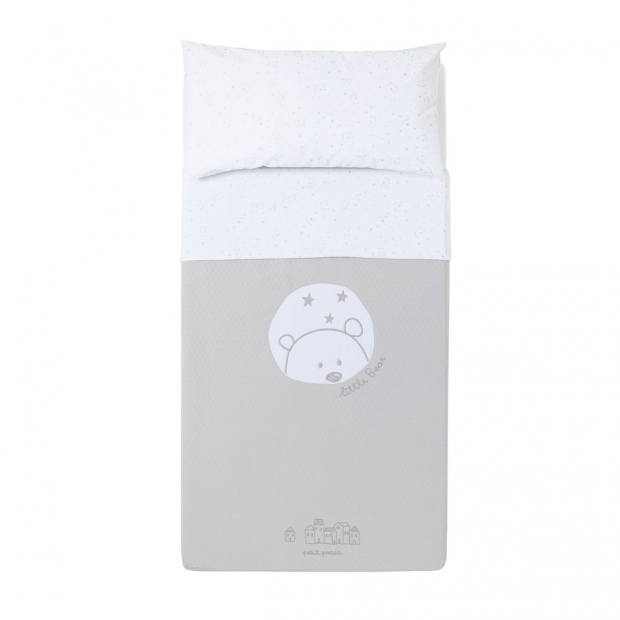 CAPA DE EDREDÃO PARA CAMA DE 70X140 (BEAR CINZA)