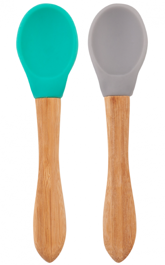 Colheres de silicone e Bambu (Verde/Powder Grey )