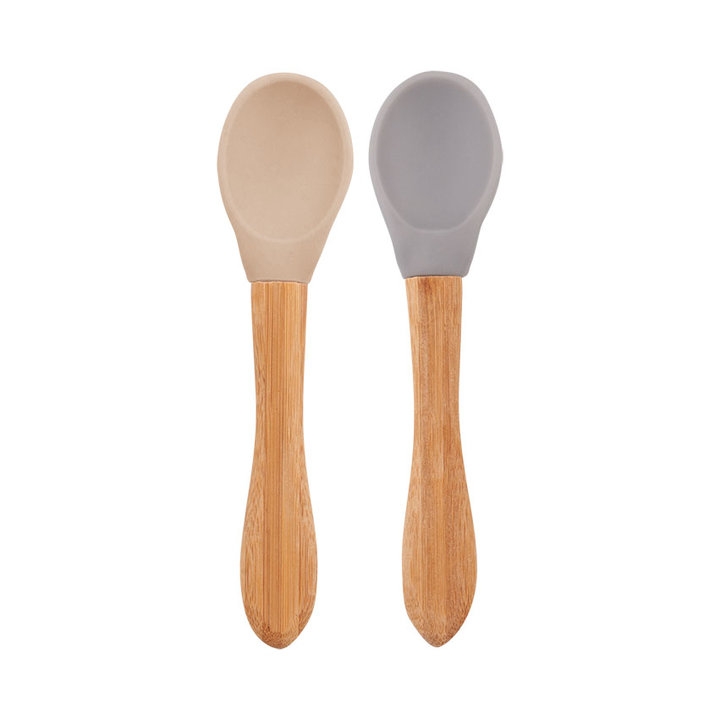 Colheres de silicone e Bambu (Bubble Beige/Powder Grey)