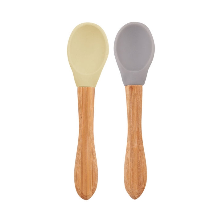 Colheres de silicone e Bambu (Mellow Yellow/Powder Grey)