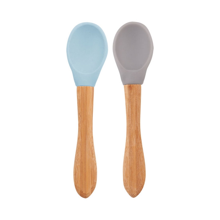 Colheres de silicone e Bambu (Mineral Blue/Powder Grey)