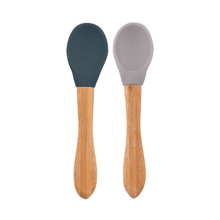 Colheres de silicone e Bambu (Deep Blue/Powder Grey)